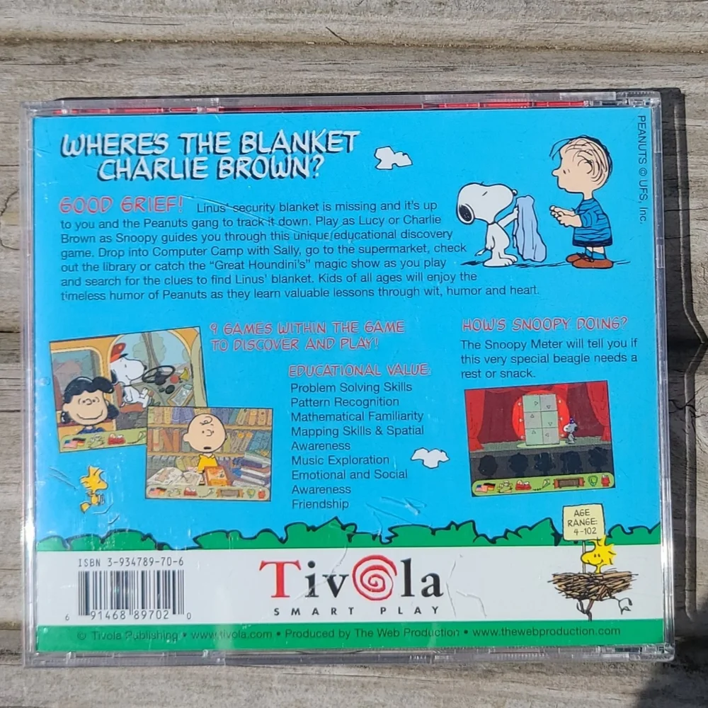 Peanuts PC Game Where's the Blanket Charlie Brown